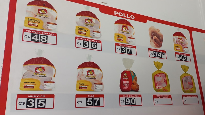 Precios de los diferentes cortes de pollo