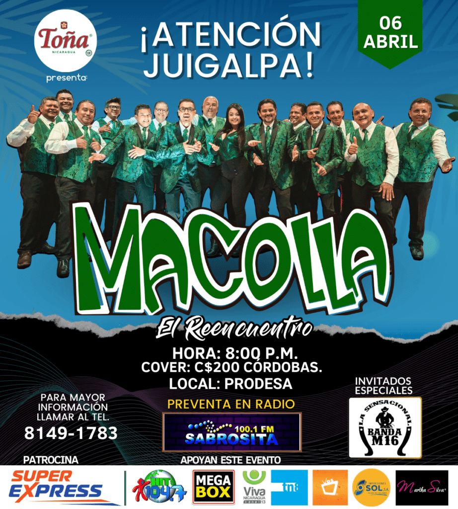Macolla se presentará en Juigalpa el sábado 06 de abril.