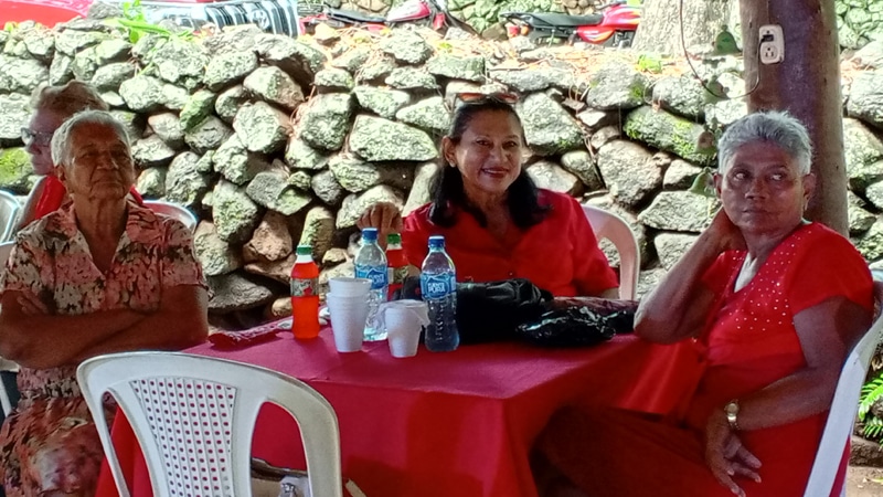 Colaboradores del comité del fiesta tradicional en la fiesta de despedida. 