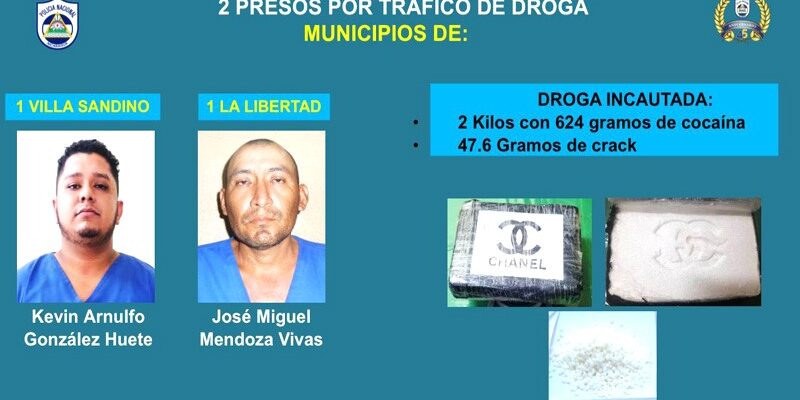 Policía de Chontales capturó a 02 sujetos con dos kilos de cocaína