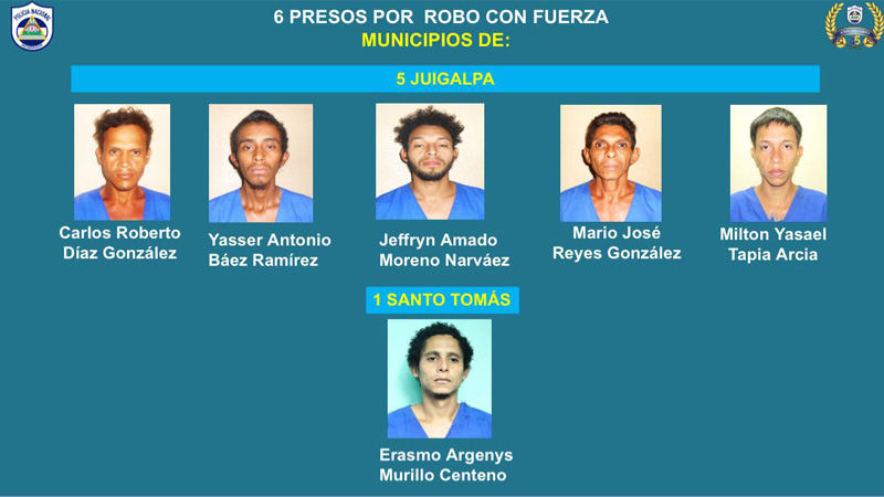 Detenidos en Juigalpa por el delito delito de Robo Con Fuerza. 