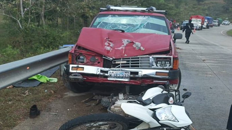 Escena de la mortal colisión en territorio de Puerto Cabezas. 