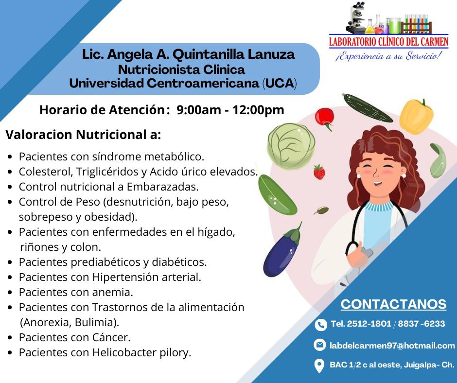 Visite a la licenciada Quintanilla en Laboratorio y Clínica Ocupacional del Carmen en Juigalpa.