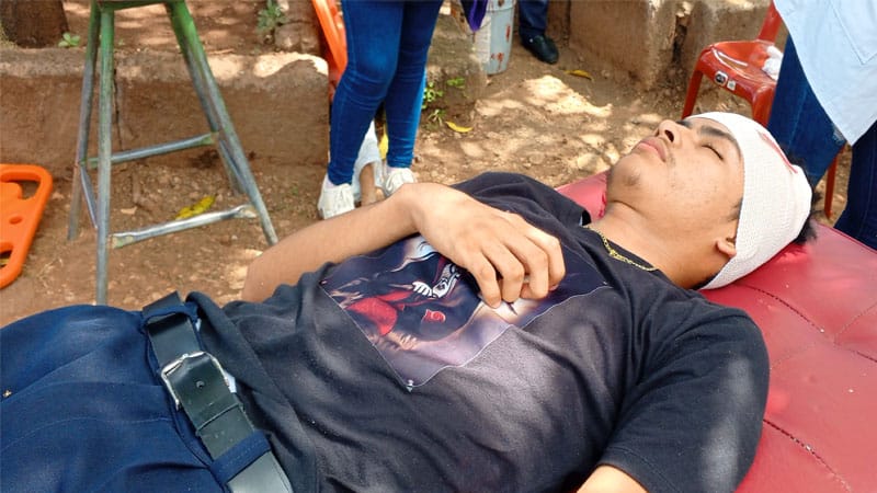 Alumnos que participan en el Ejercicio Nacional en Juigalpa. 