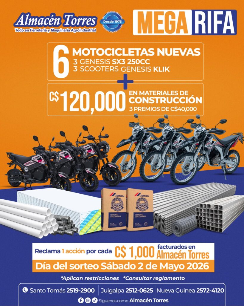 Participa en la Mega Rifa de Almacén Tórrez. 